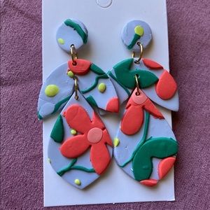 Floral polymer clay earrings
